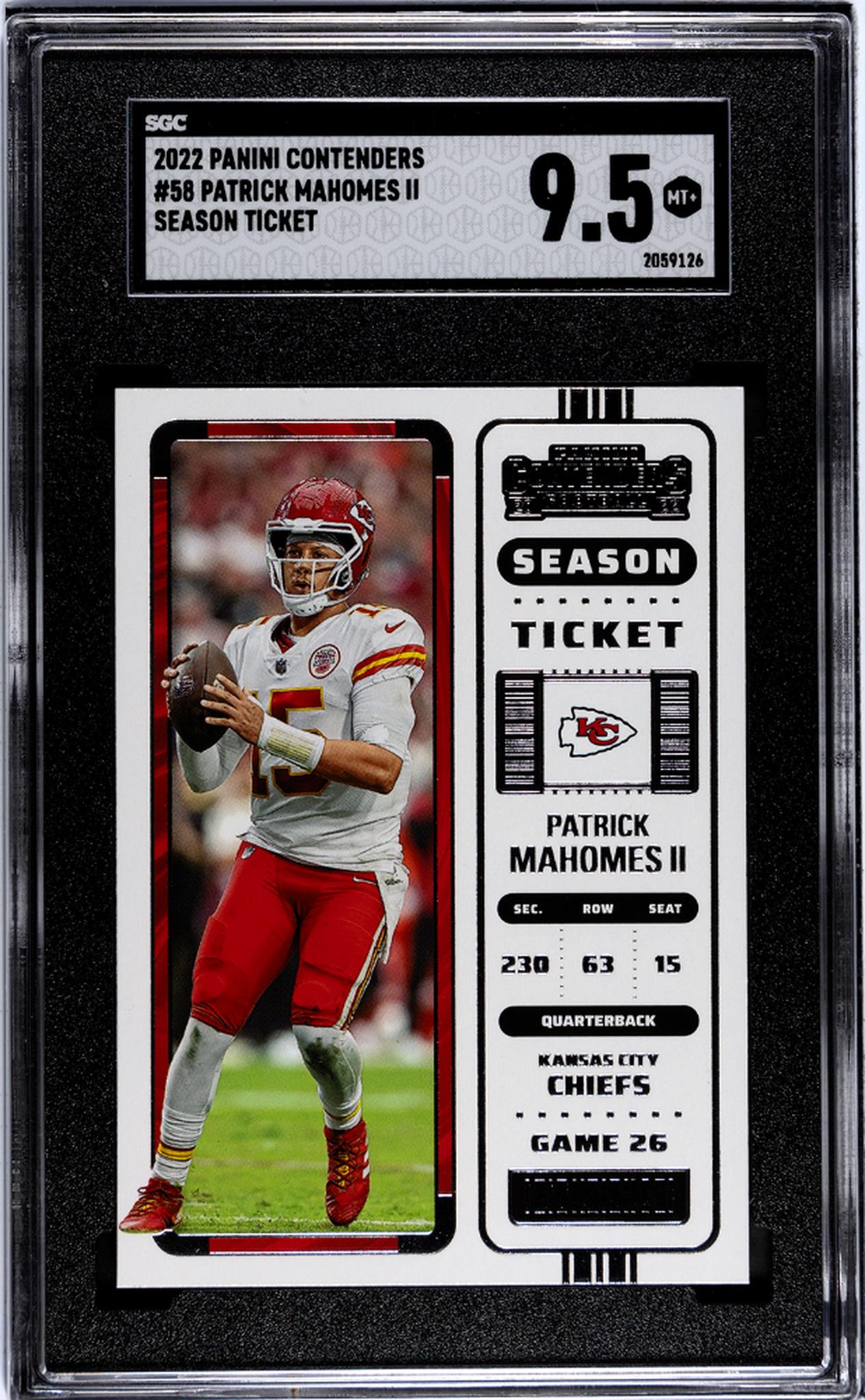 2022 Panini Contenders #58 Patrick Mahomes II Season Ticket SGC 9.5