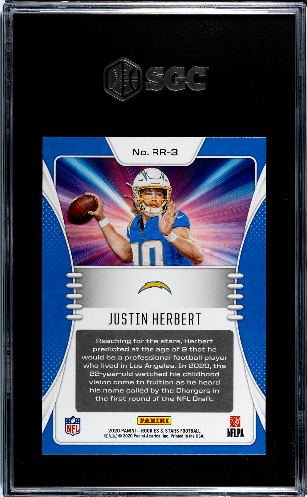 2020 Panini Rookies & Stars Rookie Rush Justin Herbert #RR-3 RC SGC 9.5