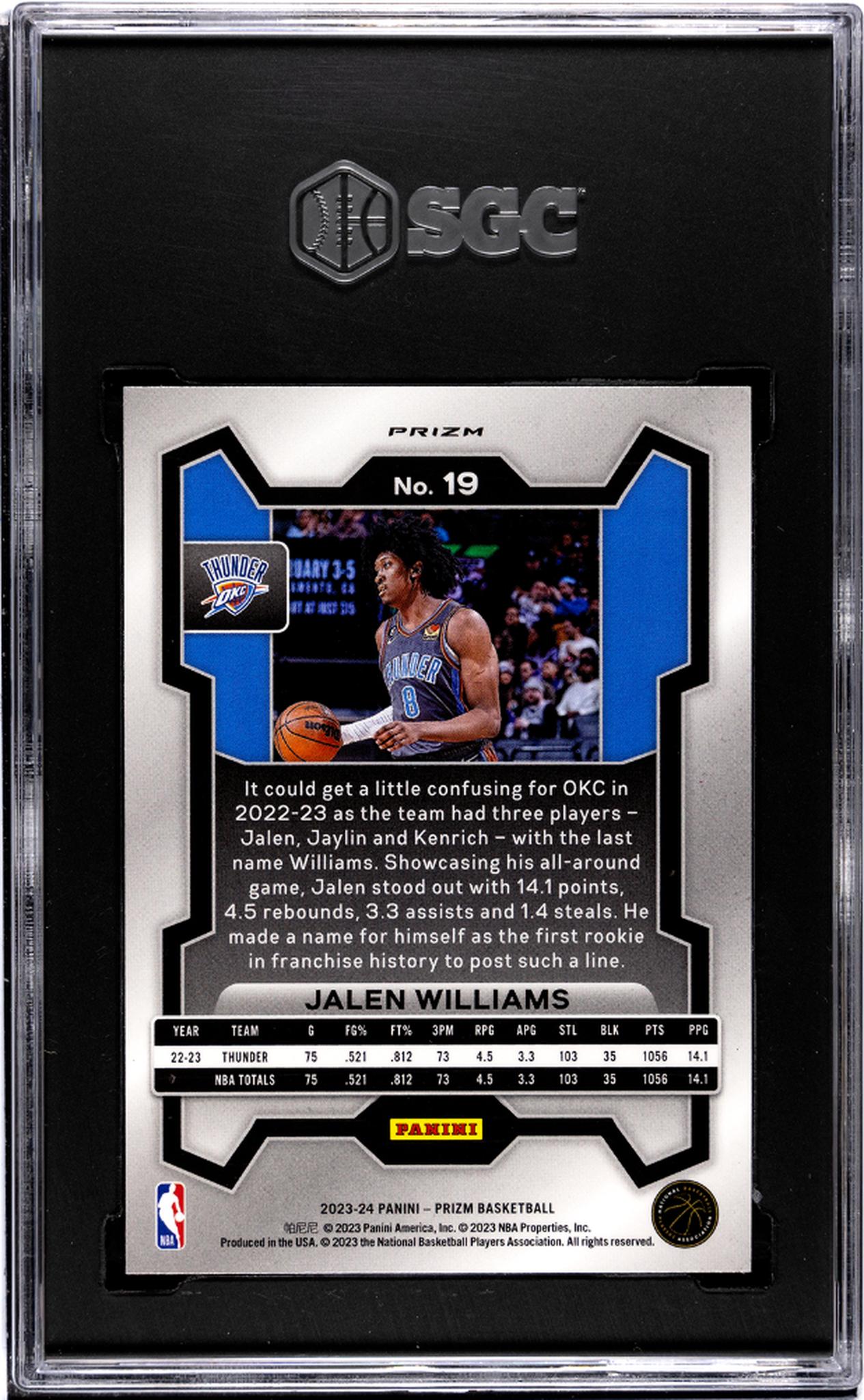 2023-24 Panini Prizm #19 Jalen Williams Silver Prizm SGC 7