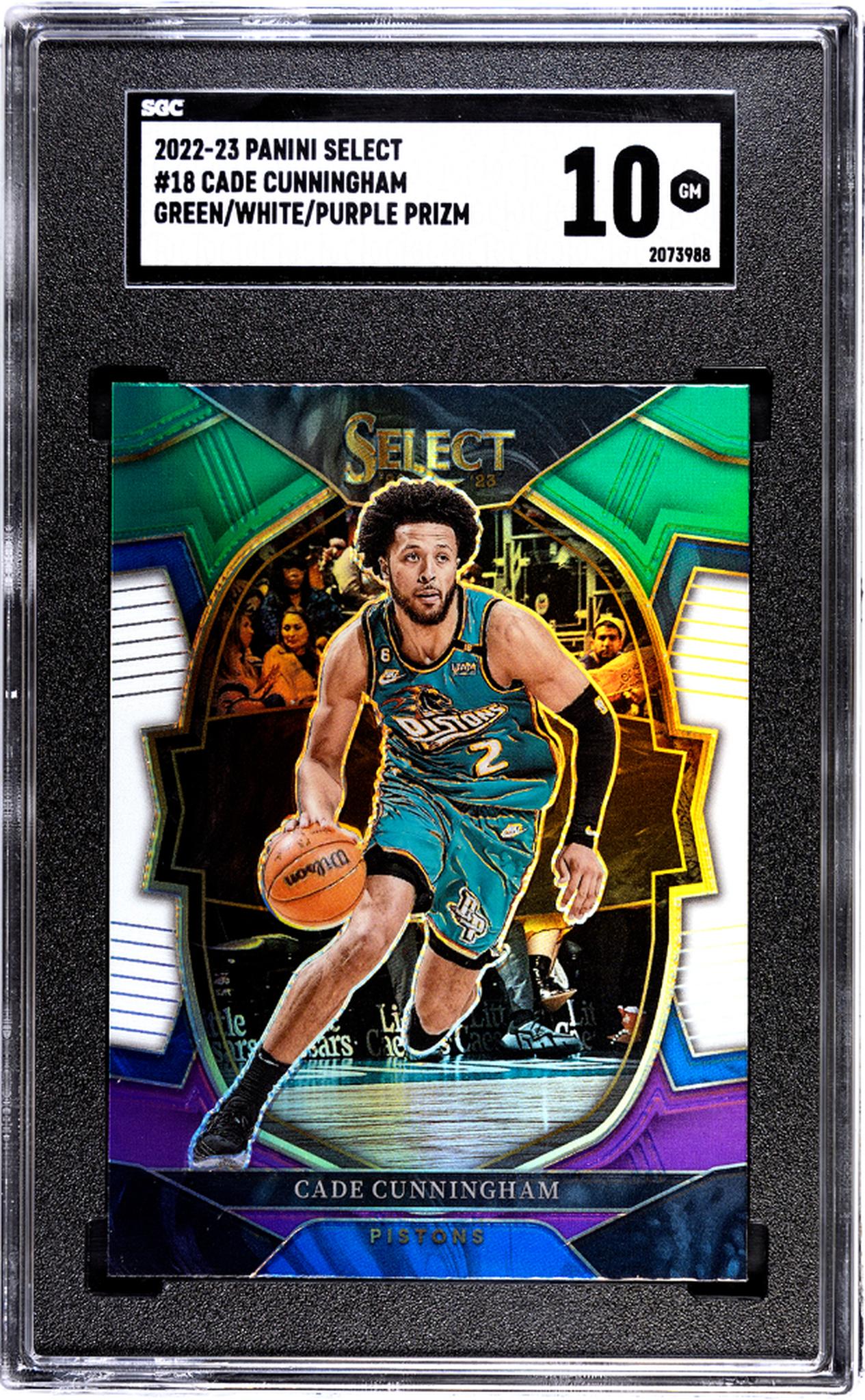 2022-23 Panini Select #18 Cade Cunningham Green/White/Purple Prizm SGC 10