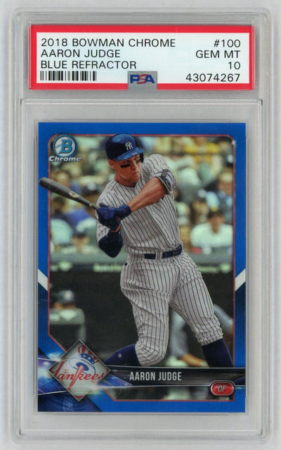 2018 Bowman Chrome Blue Refractor Aaron Judge #100 /150 PSA 10