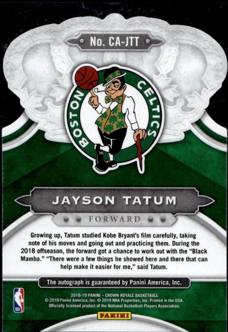 2018 Panini Crown Royale #CA-JTT Jayson Tatum /25 Auto Boston Celtics