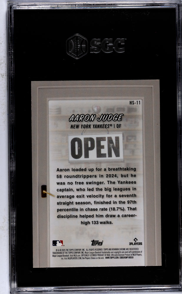 2025 Bowman #HS-11 Aaron Judge Hobby Stars SGC 9.5