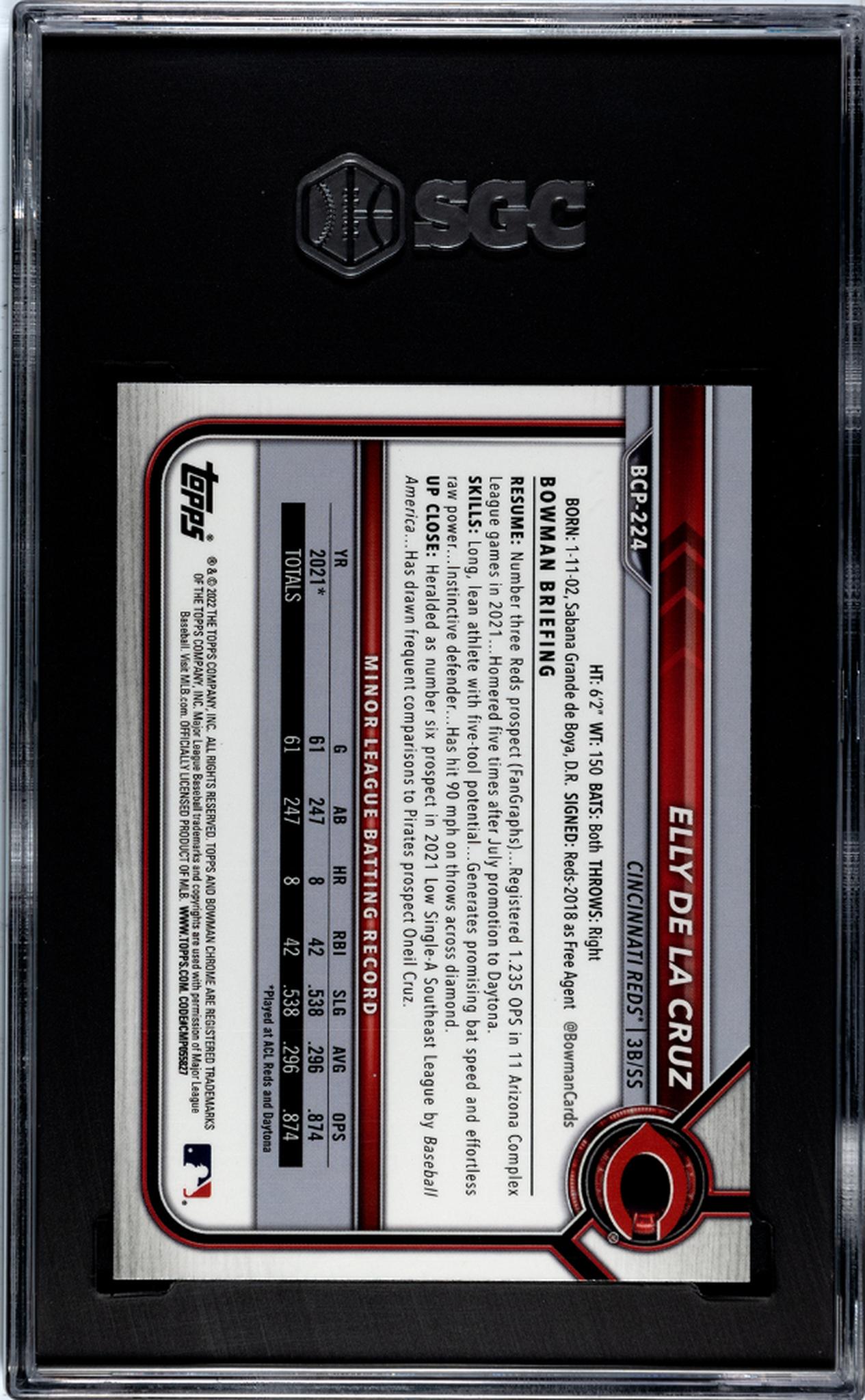 2022 Bowman Chrome #BCP-224 Elly De La Cruz SGC 9