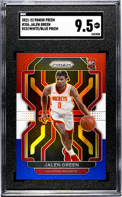 2021-22 Panini Prizm Jalen Green #306 Red/White/Blue Prizm SGC 9.5