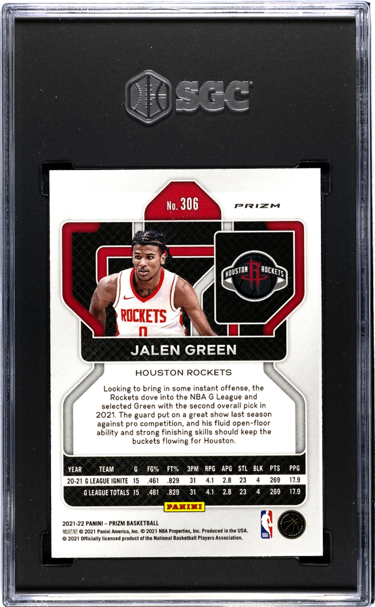 2021-22 Panini Prizm #306 Jalen Green Red/White/Blue Prizm SGC 9.5