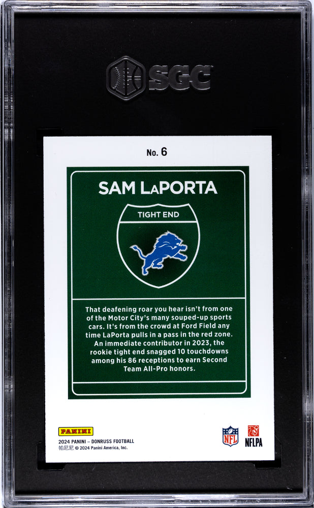2024 Donruss #6 Sam Laporta Downtown SGC 9.5