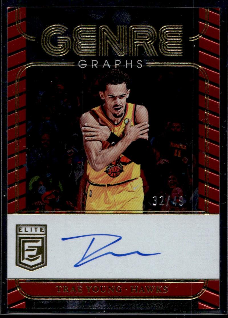 2022 Panini Donruss Elite Trae Young Genre Graphs Red /49 Auto 