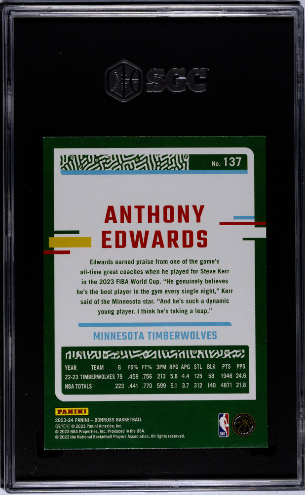2023 Donruss Anthony Edwards #137 SGC 8.5