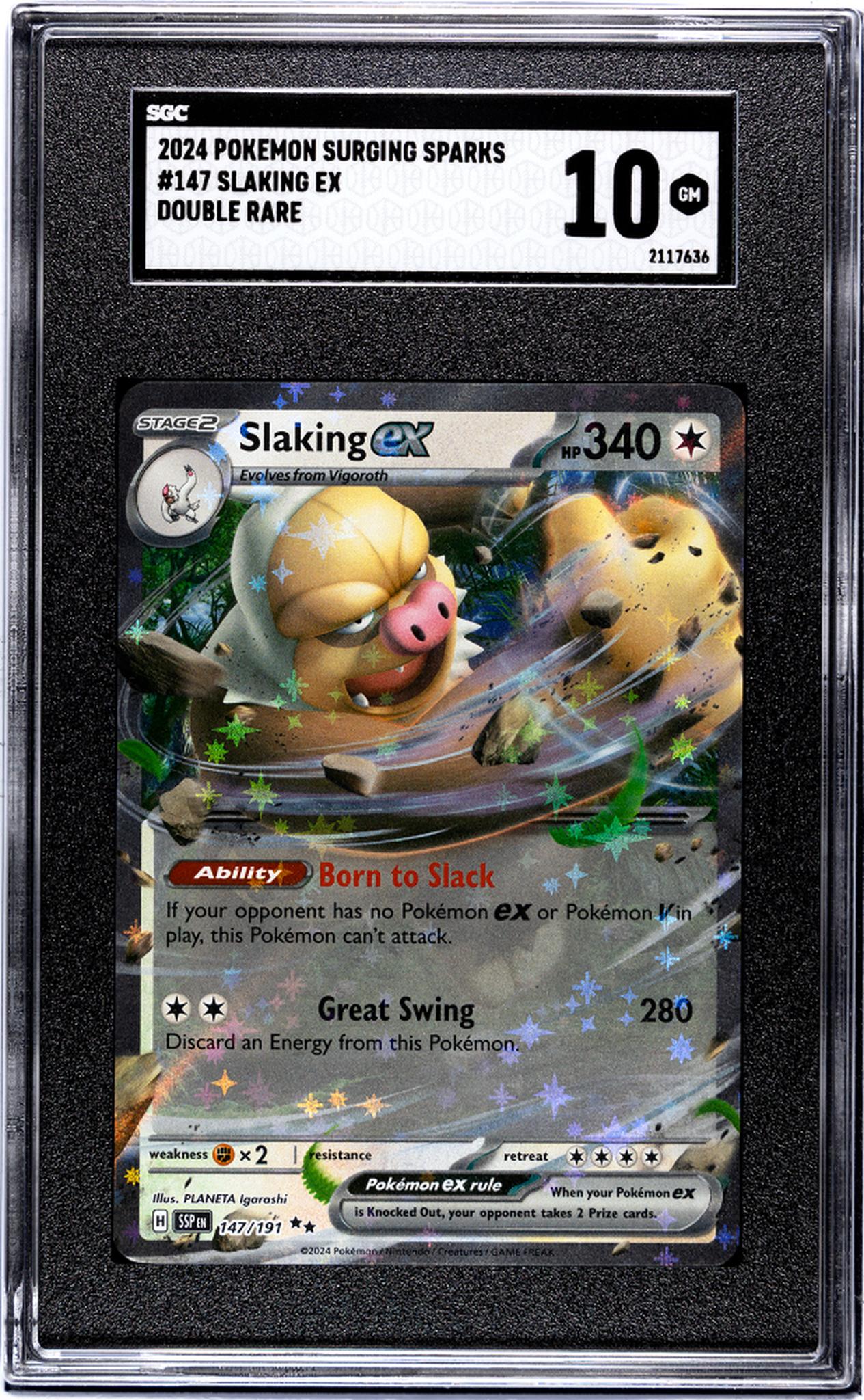 2024 Pokemon Surging Sparks #147 Slaking Ex SGC 10