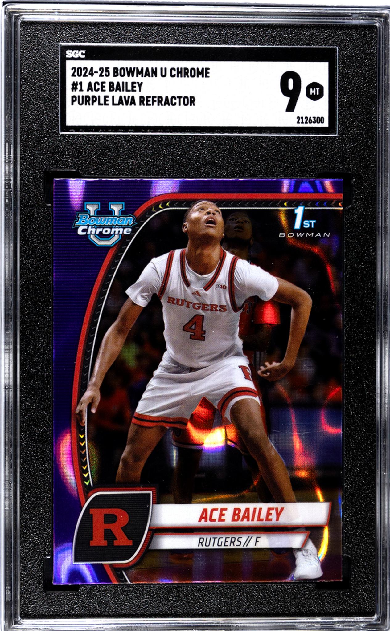 2024-25 Bowman U Chrome #1 Ace Bailey Purple Lava Refractor SGC 9