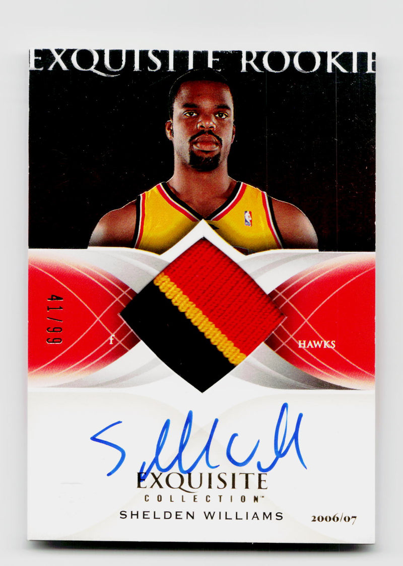 2006-07 Upper Deck Exquisite Shelden Williams #48 Rookie Game-Used 3-Color Patch Auto /99 RC