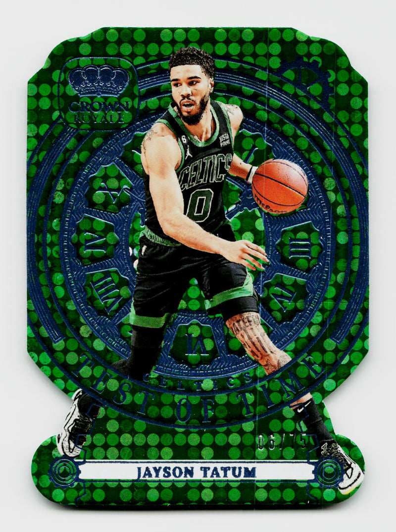2023-24 Panini Crown Royale Jayson Tatum #2 Test of Time Blue Die-Cut /75