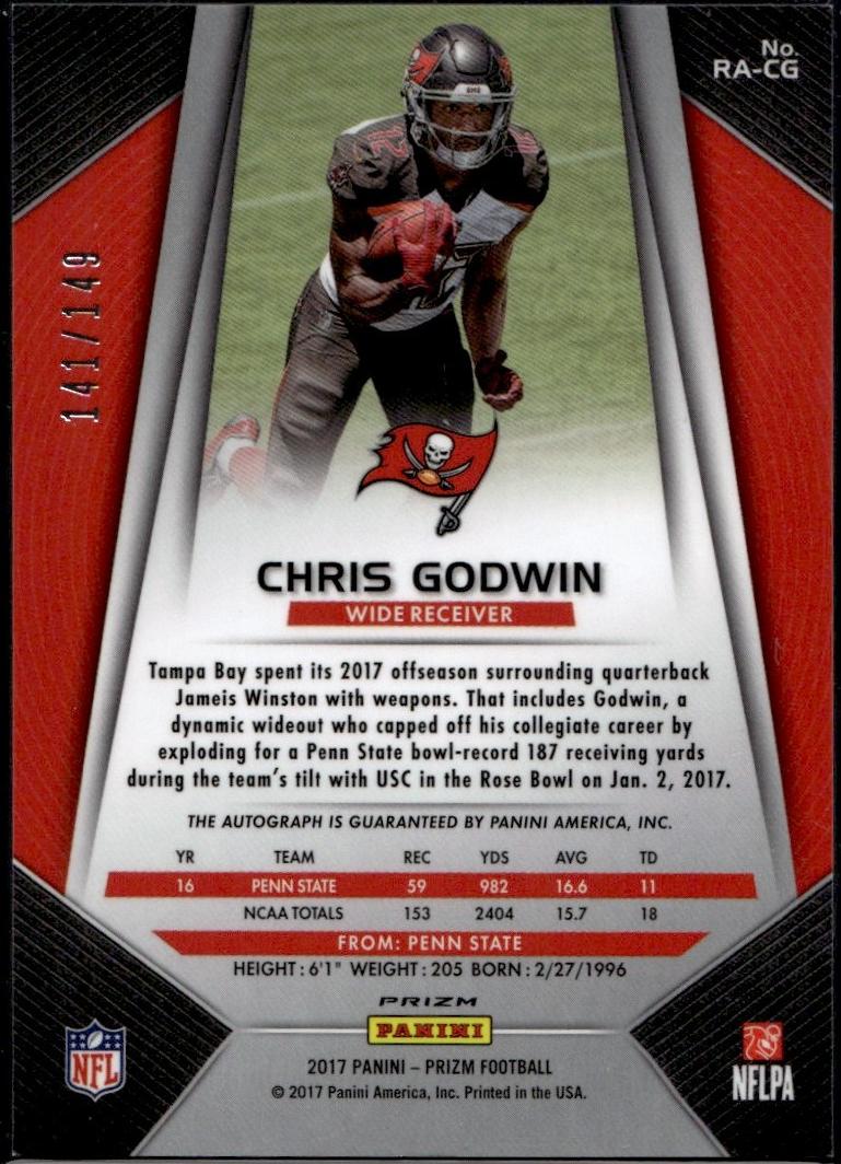 2017 Panini Prizm #RA-CG Chris Godwin Rookie /149 Auto Buccaneers