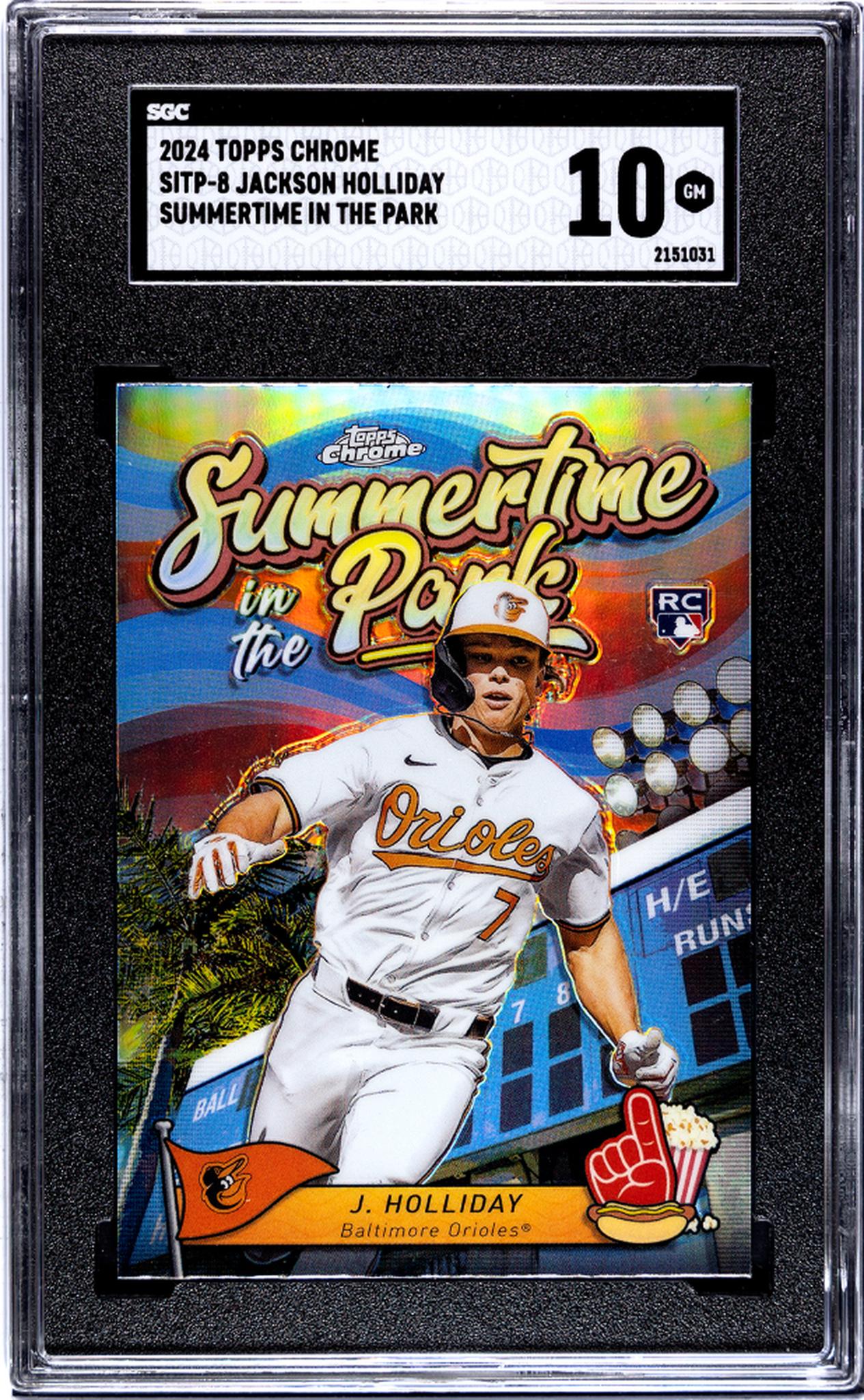 2024 Topps Chrome Summertime in the Park Jackson Holliday #SITP-8 RC SGC 10
