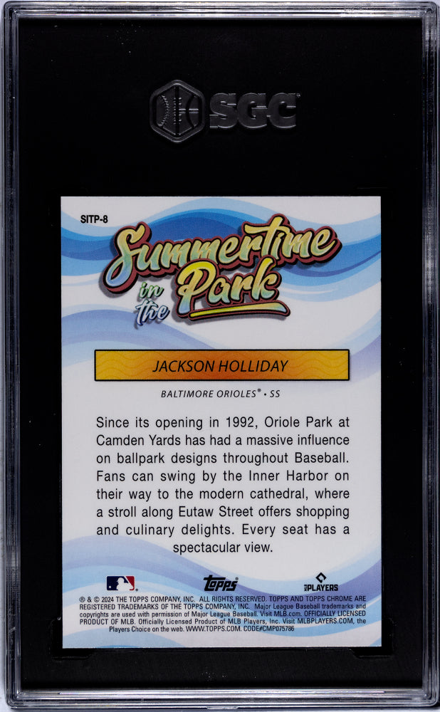 2024 Topps Chrome Summertime in the Park Jackson Holliday #SITP-8 RC SGC 10