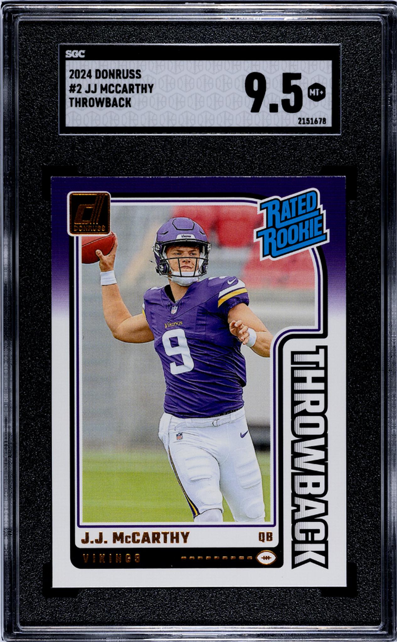 2024 Donruss #2 JJ McCarthy Throwback SGC 9.5