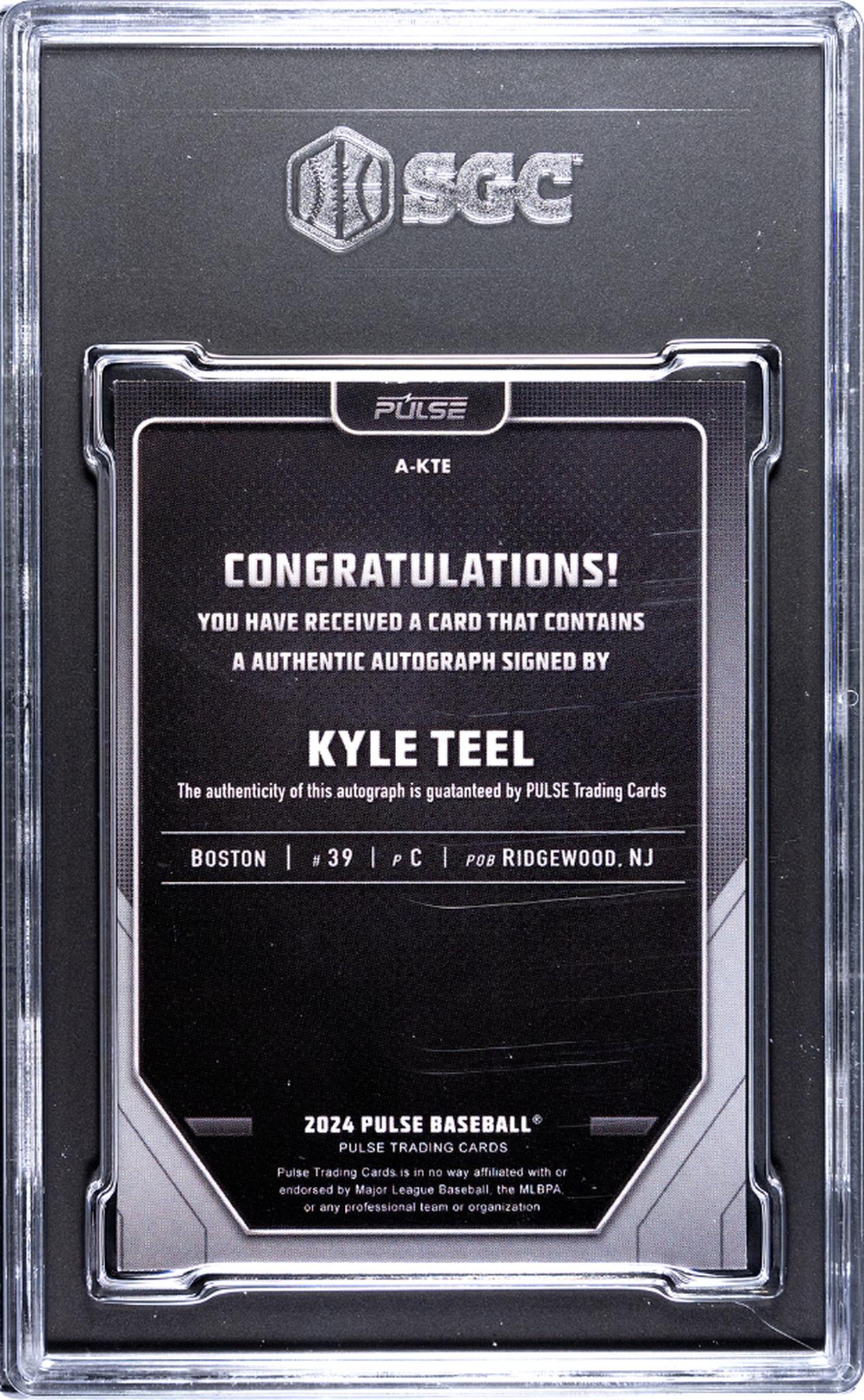 2024 Pulse Preview Platinum Kyle Teel #A-KTE Auto 1/1 SGC 7