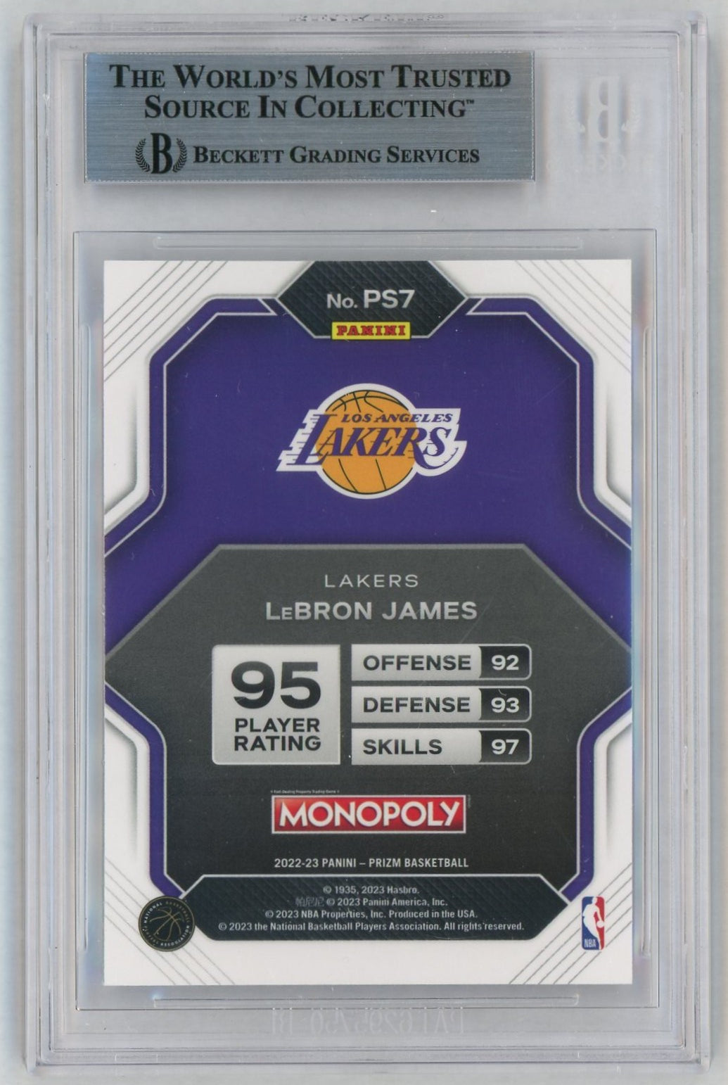 2022 Panini Prizm Monopoly All-Stars LeBron James #PS7 BGS 8.5