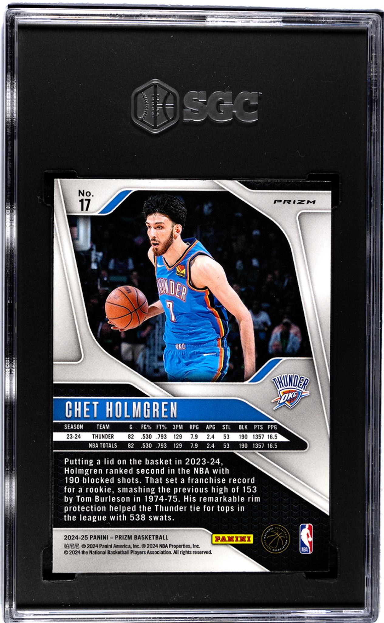 2024-25 Panini Prizm #17 Chet Holmgren Green Prizm SGC 9.5