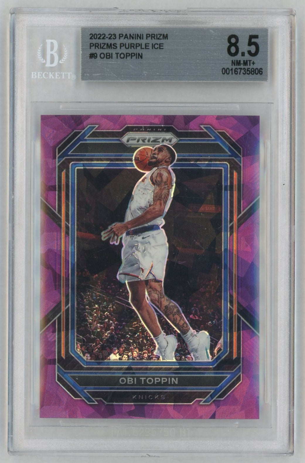 2022 Panini Prizm Prizms Purple Ice Obi Toppin #9 /149 BGS 8.5