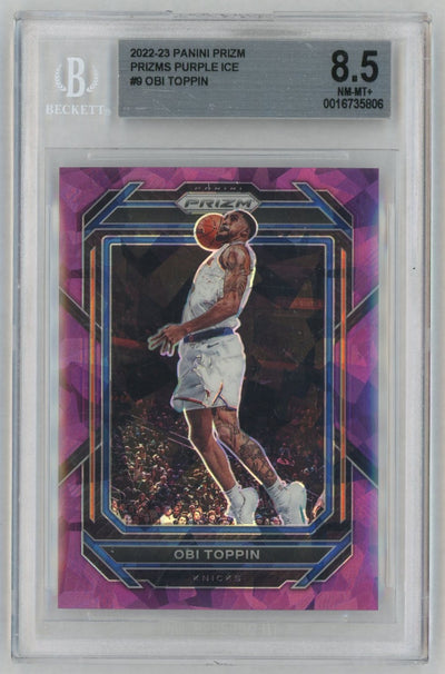 2022 Panini Prizm Prizms Purple Ice Obi Toppin #9 /149 BGS 8.5