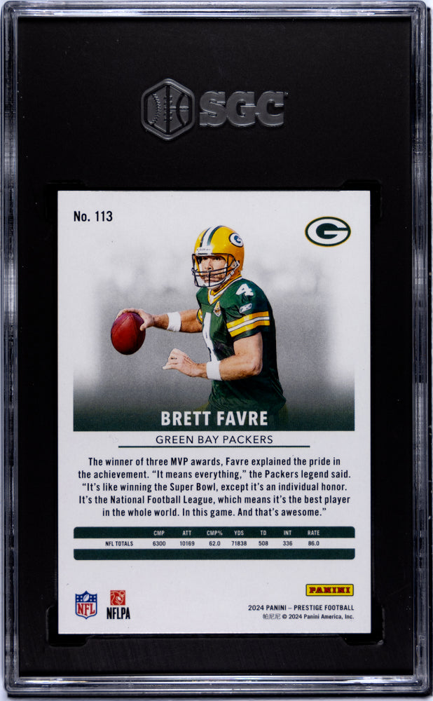 2024 Panini Prestige #113 Brett Favre Xtra Points Green 25/199 SGC 9