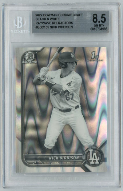 2022 Bowman Draft Chrome Black and White Raywave Refractor Nick Biddison #BDC165 BGS 8.5