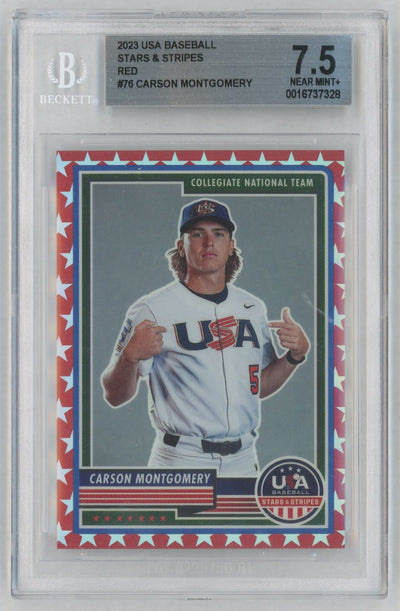 2023 USA Baseball Stars and Stripes Red Carson Montgomery #76 /149 BGS 7.5