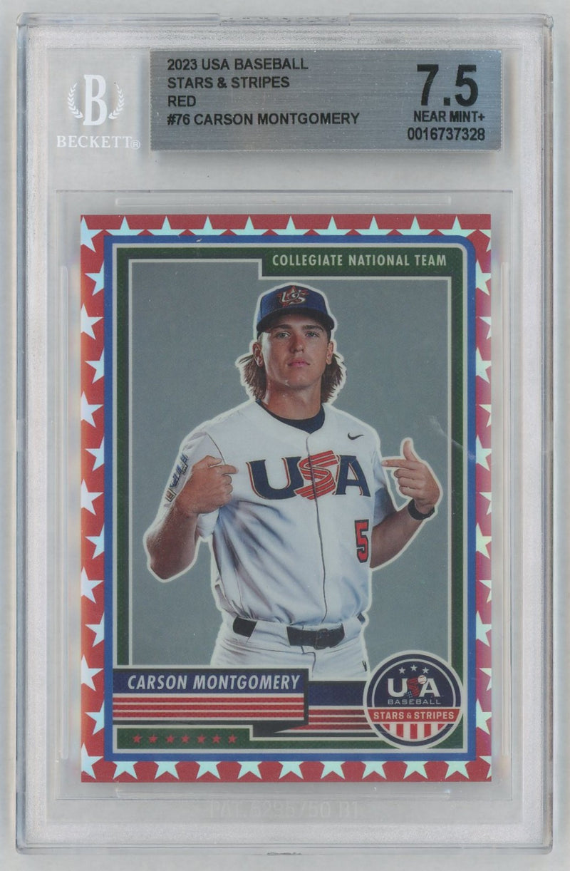 2023 USA Baseball Stars and Stripes Red Carson Montgomery #76 /149 BGS 7.5