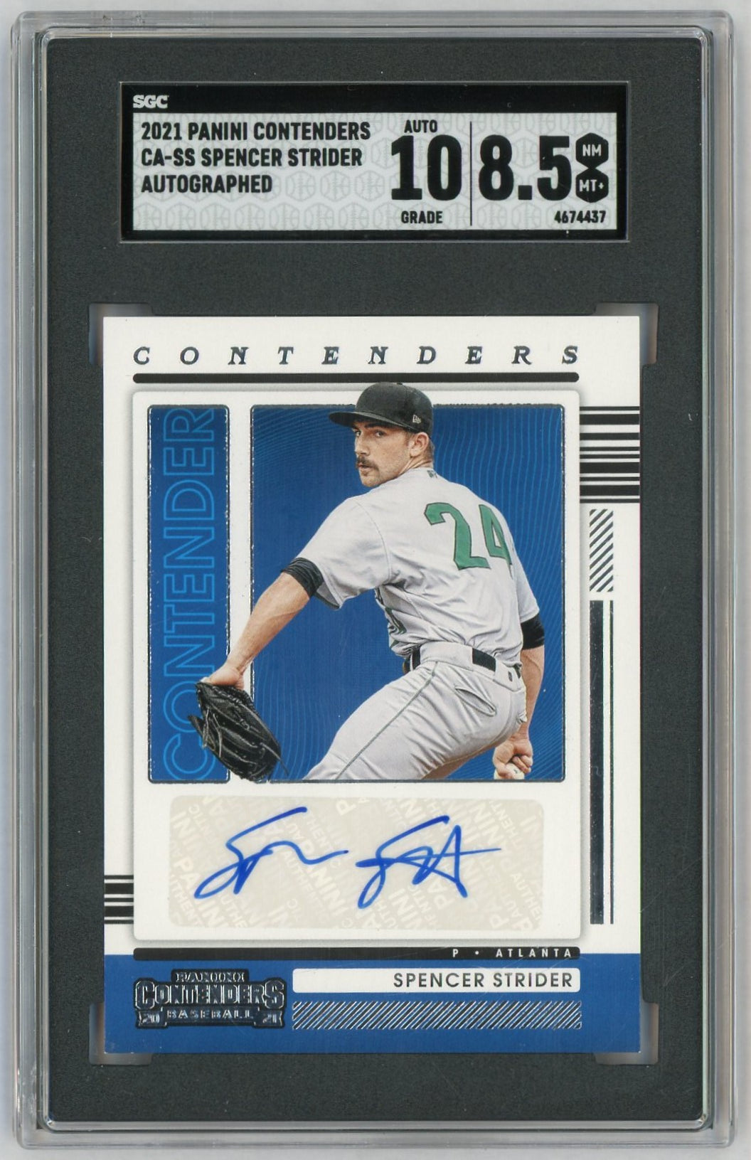 2021 Panini Contenders Spencer Strider Rookie Ticket Auto SGC 8.5