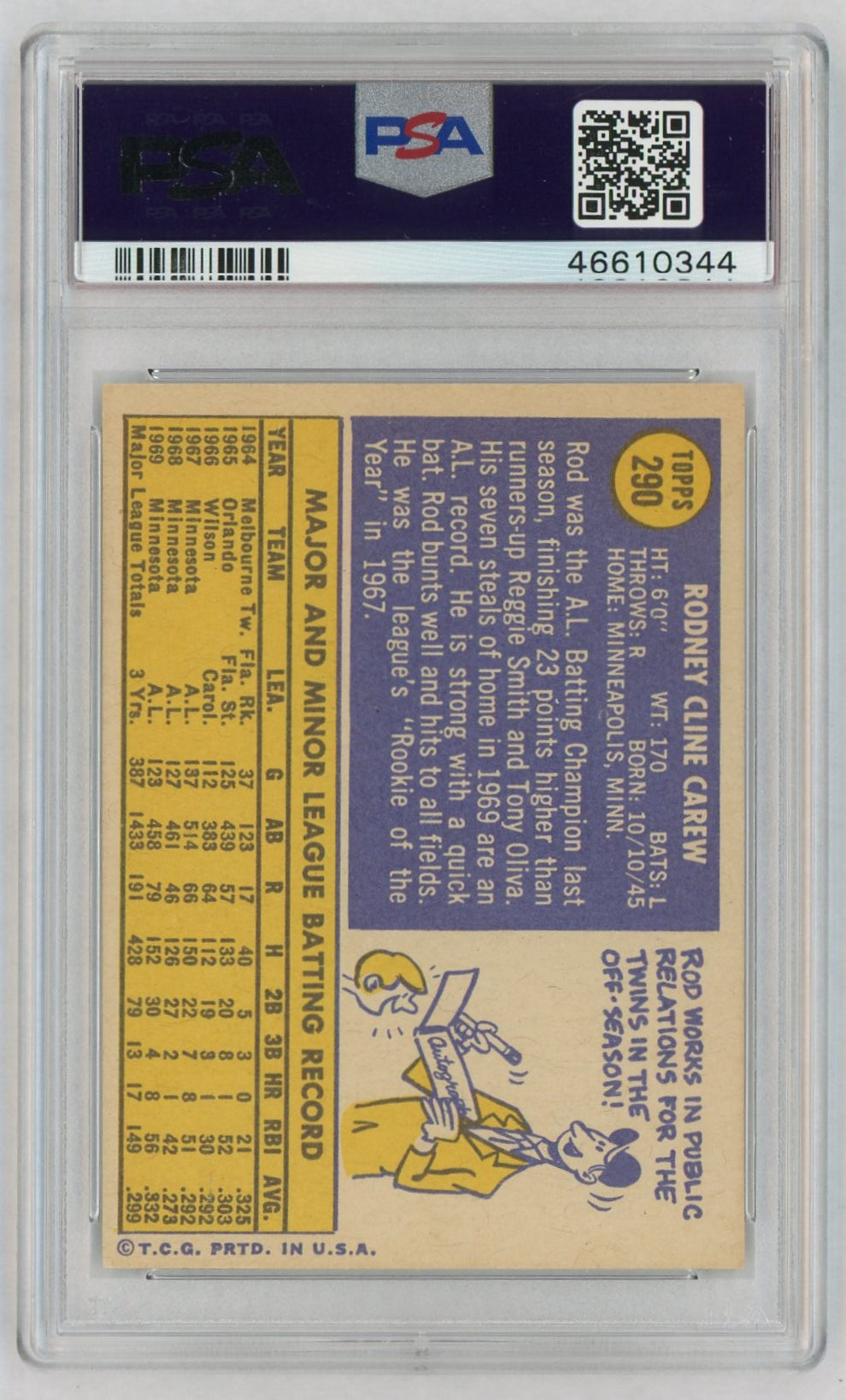 1970 Topps Rod Carew #290 PSA 8