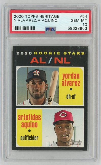2020 Topps Heritage Aristides Aquino/Yordan Alvarez #54 PSA 10