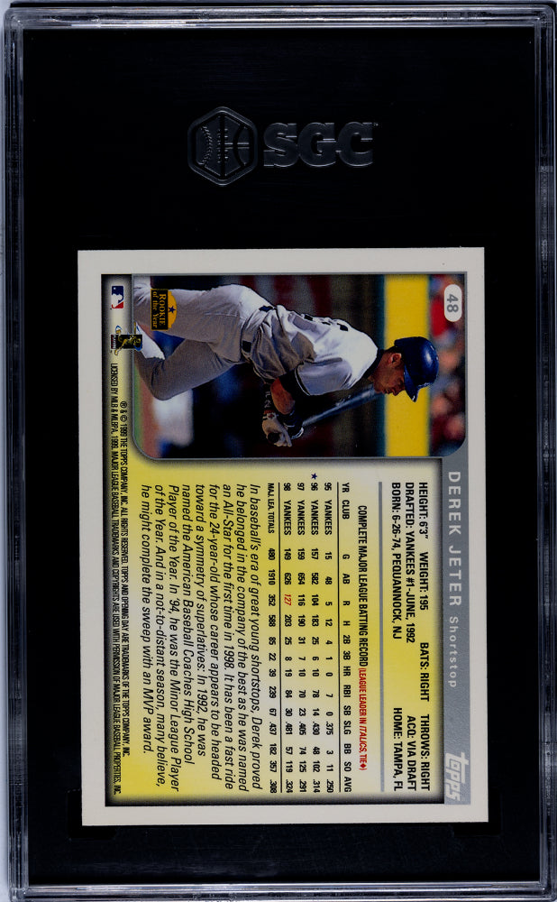 1999 Topps Opening Day #48 Derek Jeter SGC 7