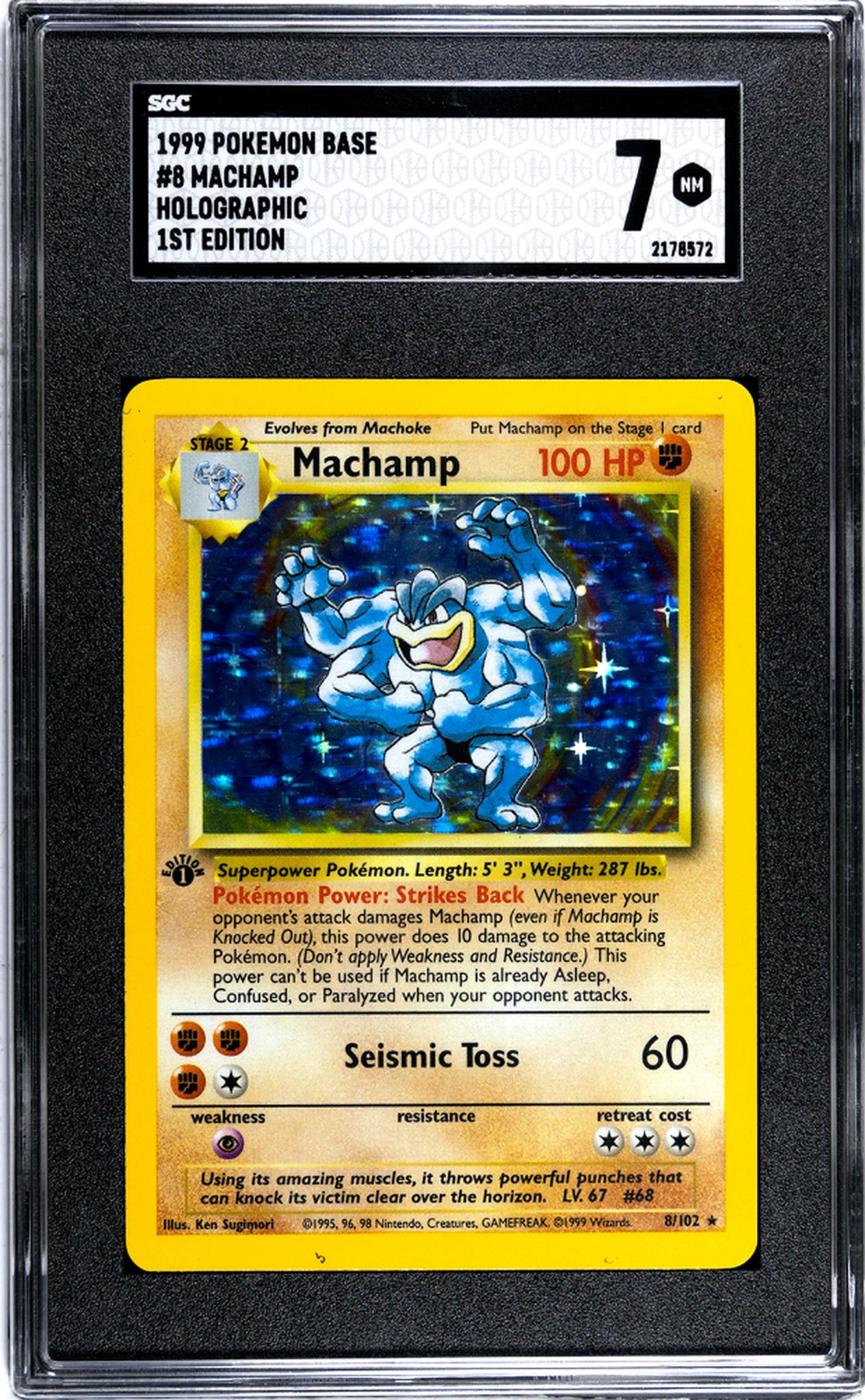1999 Pokemon Base #8/102 Machamp 1st Edition SGC 7