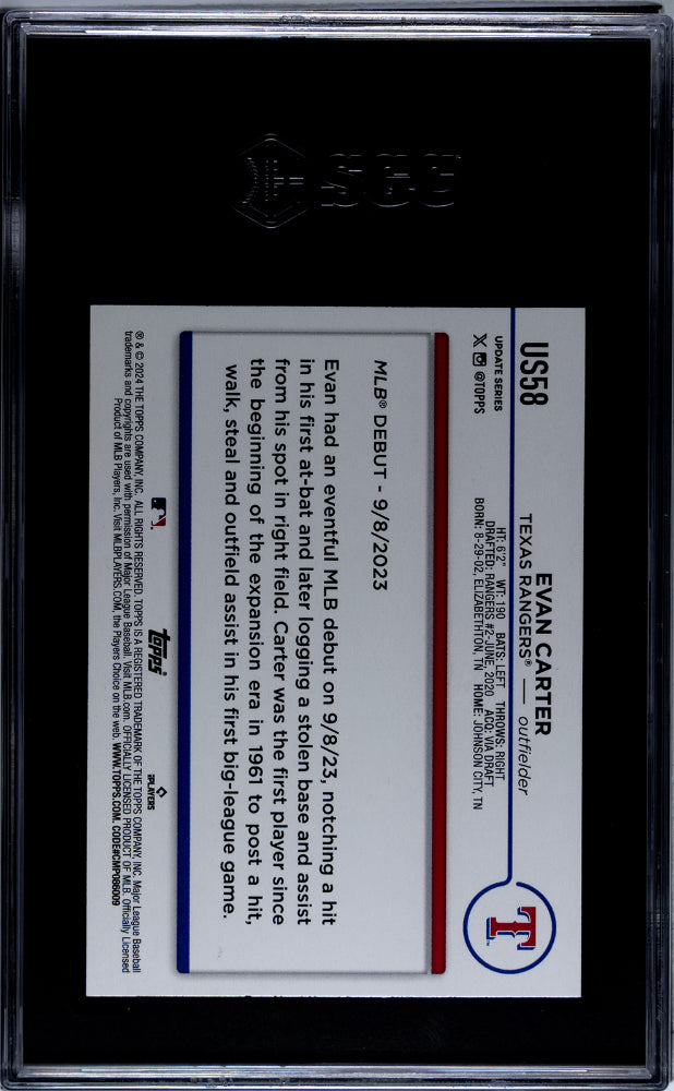 2024 Topps Update Evan Carter #US58 RC SGC 9.5