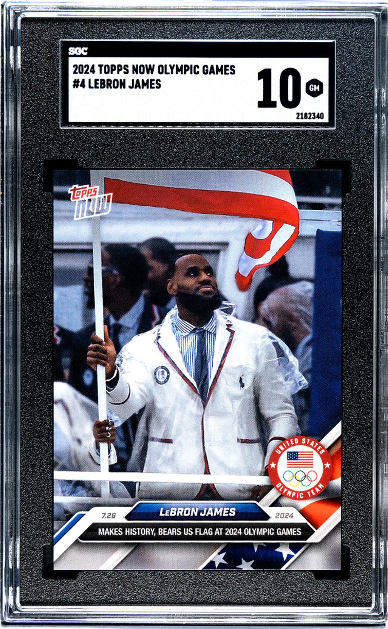 2024 Topps Now #7.26 LeBron James Olympic Games SGC 10