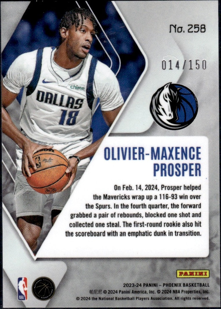 2023 Panini Phoenix #258 Olivier-Maxence Prosper Rookie /150 Dallas Mavericks