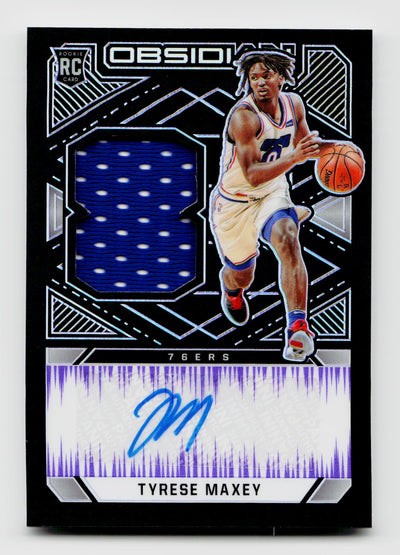 2020-21 Panini Obsidian Tyrese Maxey #228 Rookie RC Patch Auto Electric Etch Purple /49