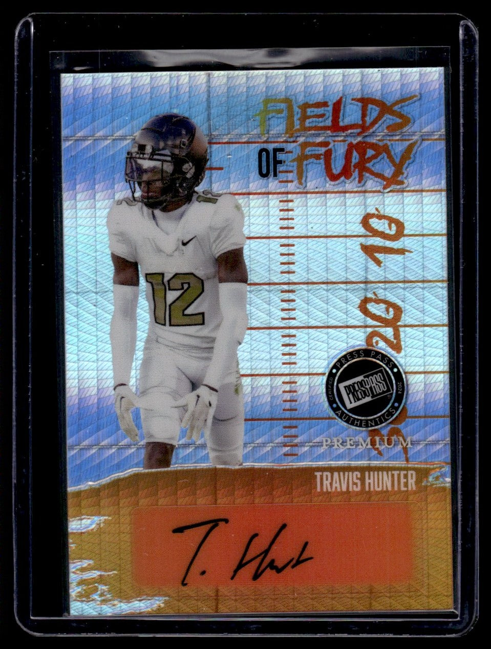2024 Leaf Press Pass FF-TH1 Travis Hunter Fields of Fury /10 Auto