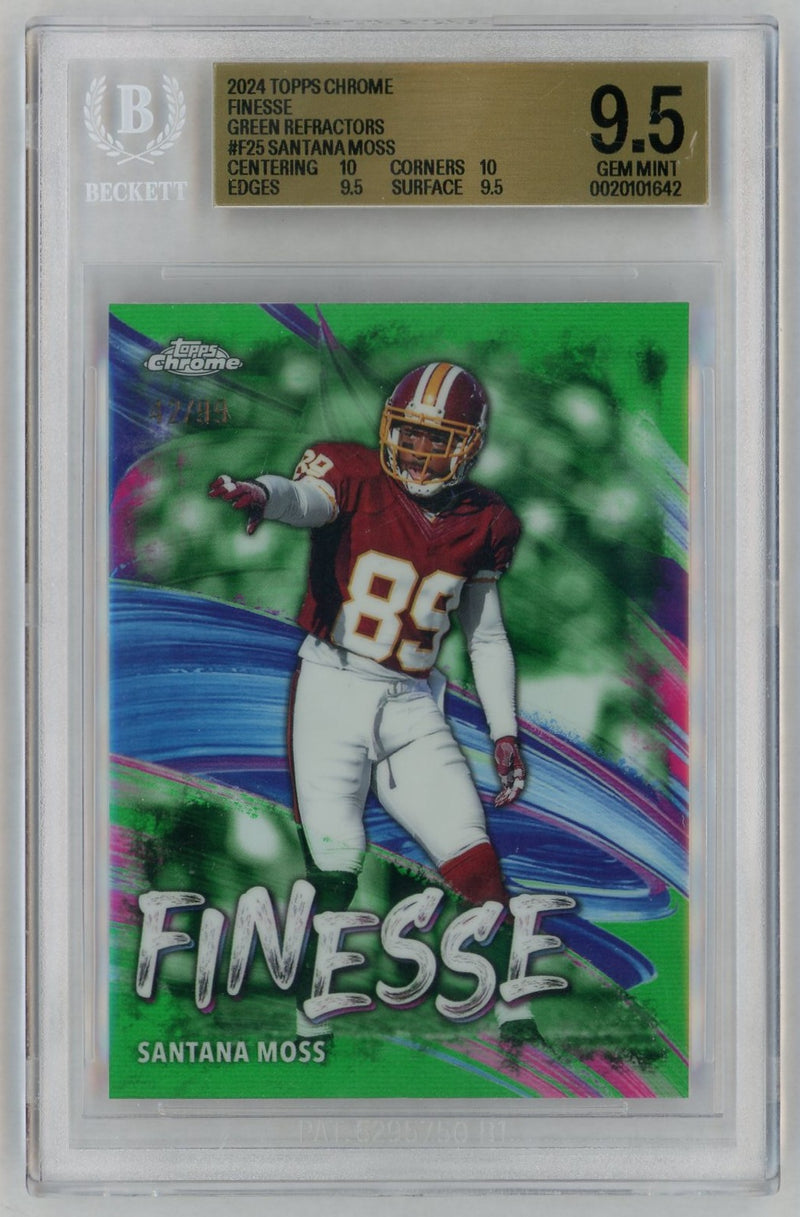 2024 Topps Chrome Finesse Green Refractors Santana Moss #F25 /99 /89 BGS 9.5