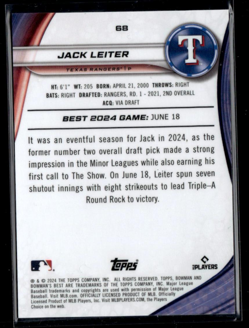 2024 Bowman’s Best Jack Leiter #68 RC /10