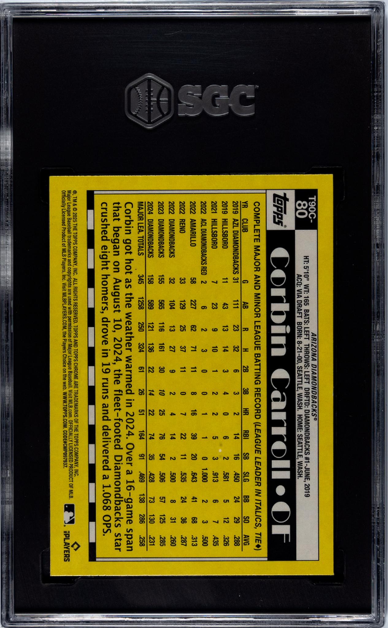 2025 Topps Chrome '90 Design Corbin Carroll #T90C-80 SGC 8.5