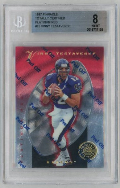 1997 Pinnacle Totally Certified Platinum Red Vinny Testaverde #15 /4999 BGS 8