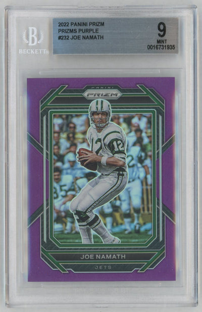 2022 Panini Prizm Purple Prizm Joe Namath #232 /125 BGS 9