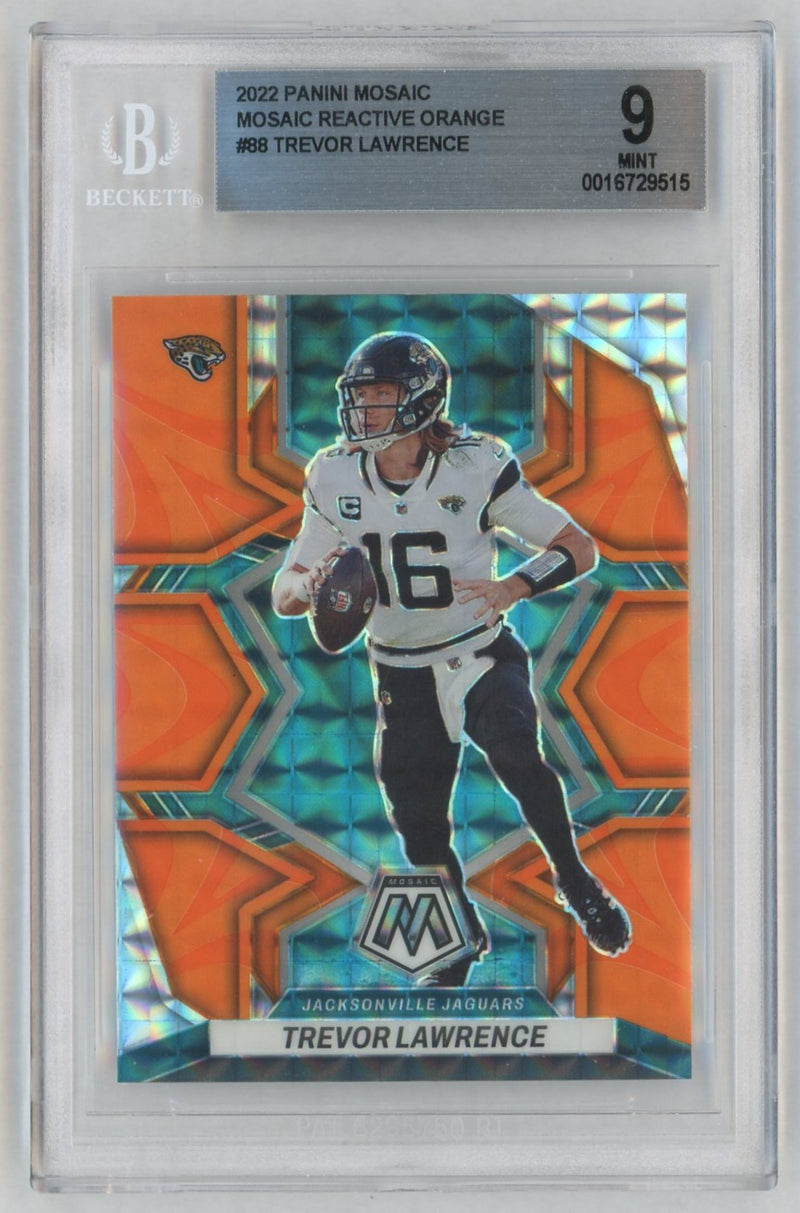 2022 Panini Mosaic Reactive Orange Mosaic Trevor Lawrence #88 BGS 9