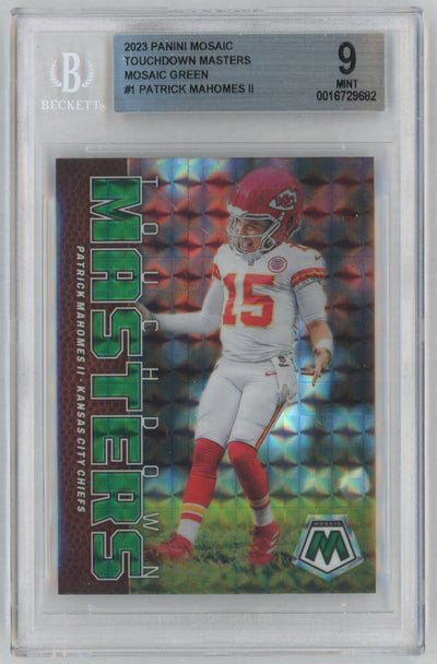 2023 Panini Mosaic Touchdown Masters Mosaic Green Patrick Mahomes II #1 BGS 9