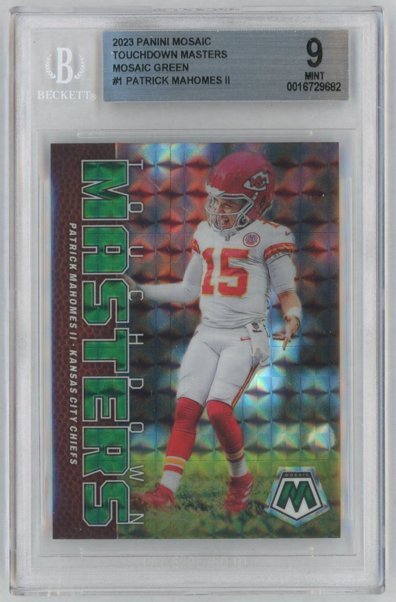 2023 Panini Mosaic Touchdown Masters Mosaic Green Patrick Mahomes II #1 BGS 9