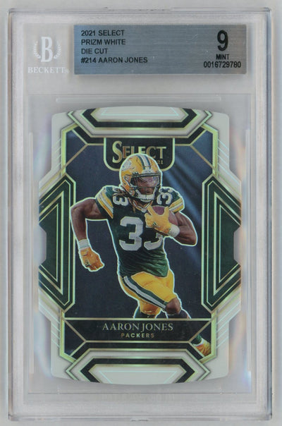 2021 Panini Select Prizm White Die Cut Aaron Jones #214 /99 BGS 9
