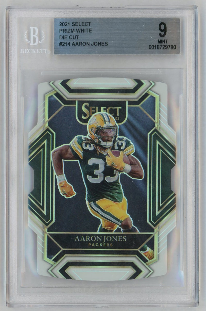 2021 Panini Select Prizm White Die Cut Aaron Jones #214 /99 BGS 9